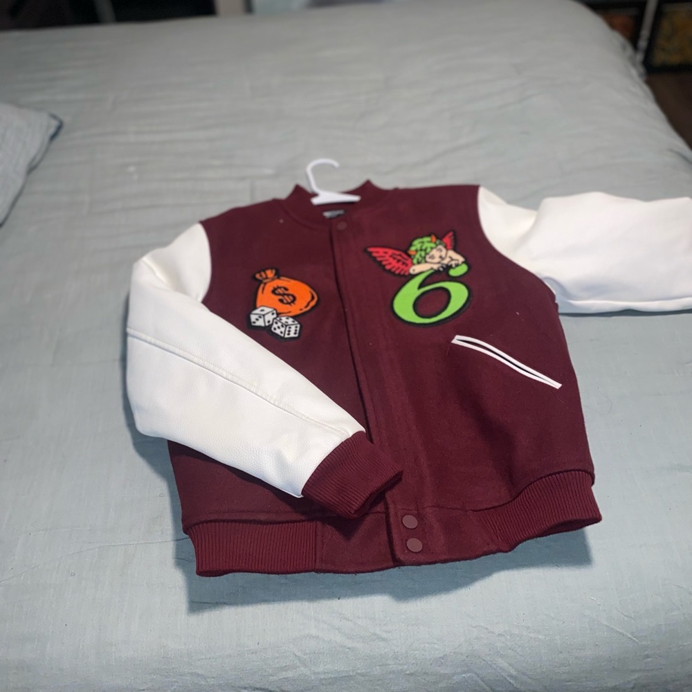 Burgundy varsity jacket